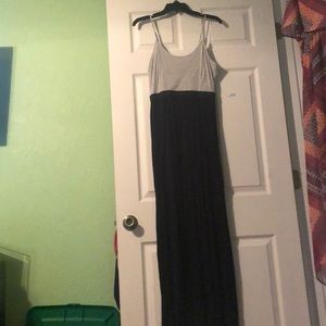gray and black maxi dress